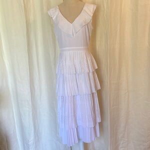 Banana Republic Laser Cut Ruffle Tier Midi Dress